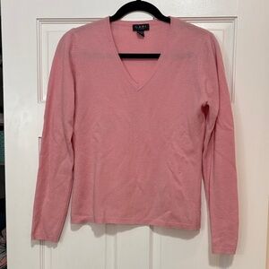 LXRI 100% Cashmere Pink V-Neck Sweater – Women’s Small